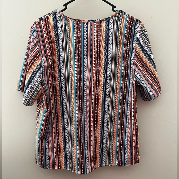 Trendy Multicolor Striped Women's Blouse L - Picture 2 of 6